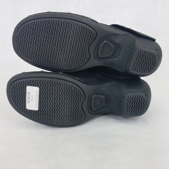 Merrell Luxe Wrap Mule Women's 6 Black Suede Leather Clog Metal Rivets Cone Heel - Picture 10 of 16